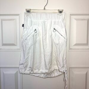Y2K White Moschino Mini Skirt With Heart Pockets